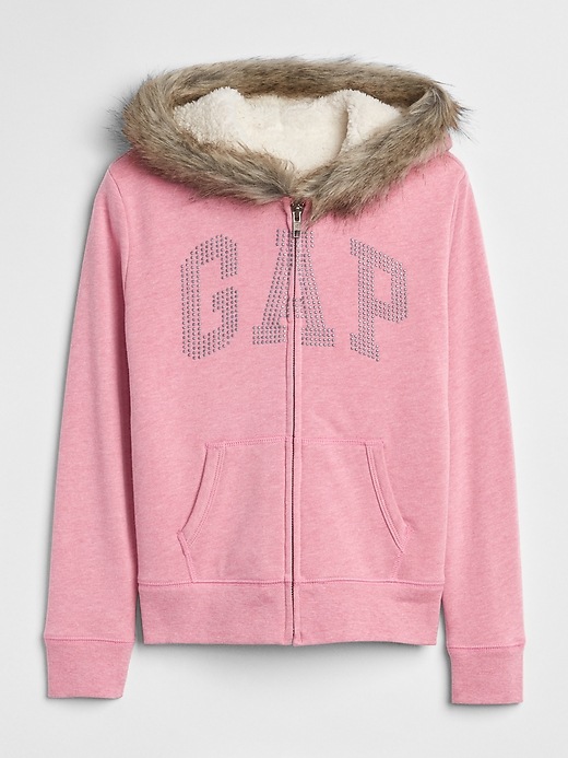 Image number 1 showing, Gap Logo Fur-Trim Hoodie Sweatshirt
