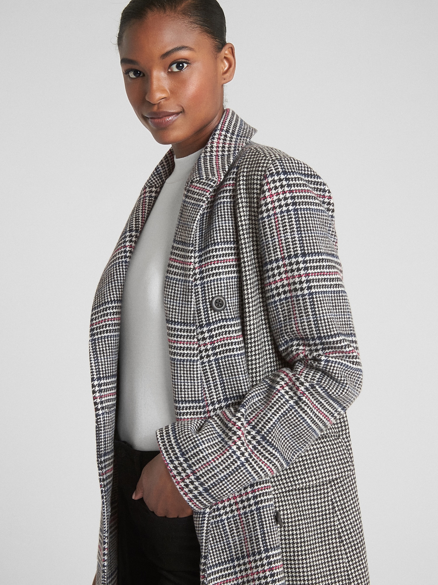 Mixed plaid coat outlet