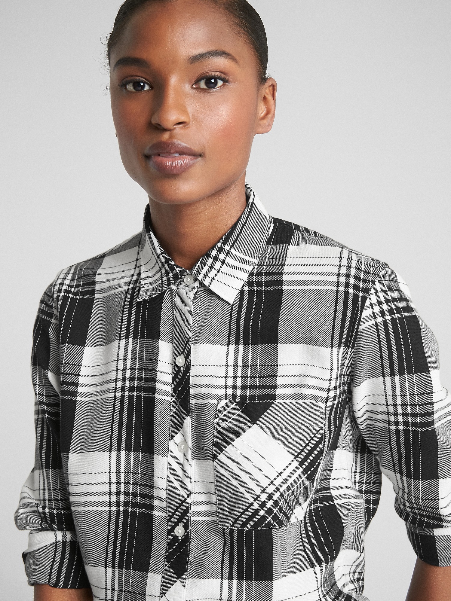 Plaid Flannel Boyfriend Shirt Gap