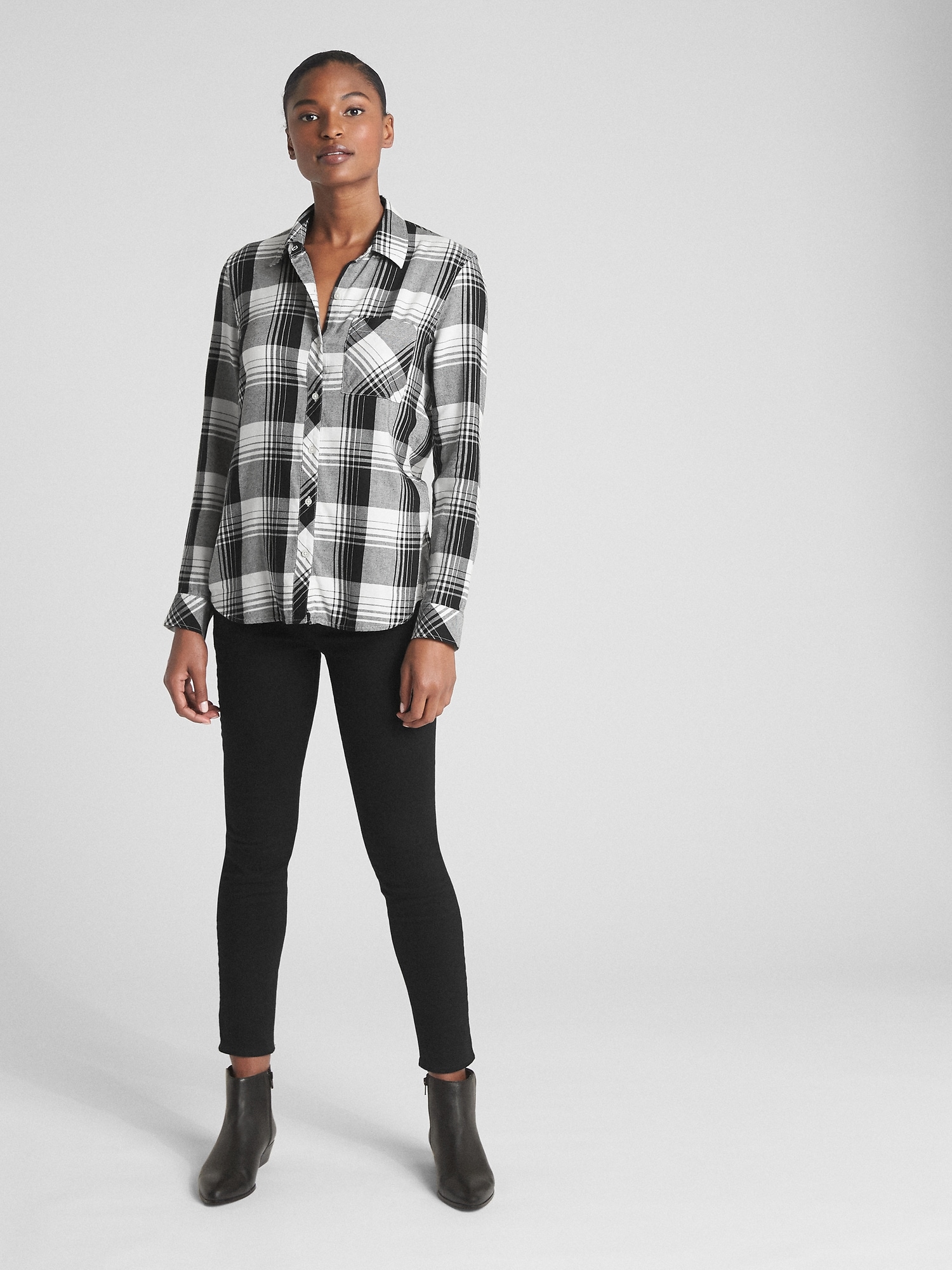 Plaid Flannel Boyfriend Shirt Gap