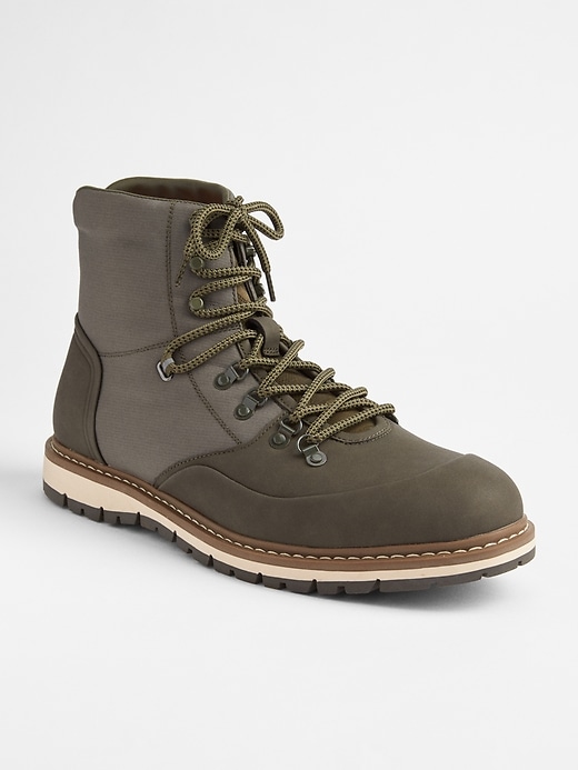 1 of 8 showing, with the color olive of product Lace-Up Hiker Boots