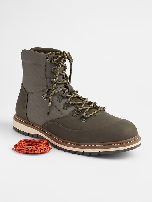 2 of 8 showing, with the color olive of product Lace-Up Hiker Boots