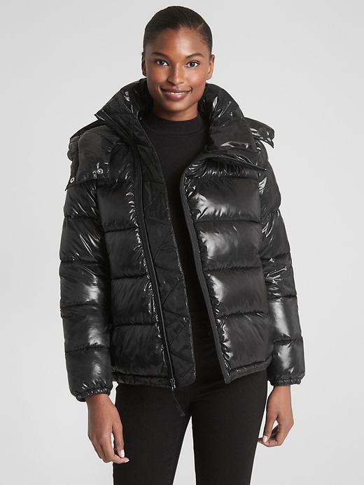 1 of 8 showing, with the color true black of product ColdControl High Shine Puffer Jacket