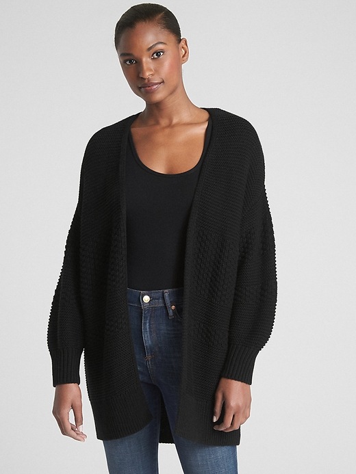 Image number 1 showing, Mix-Knit Cocoon Cardigan Sweater