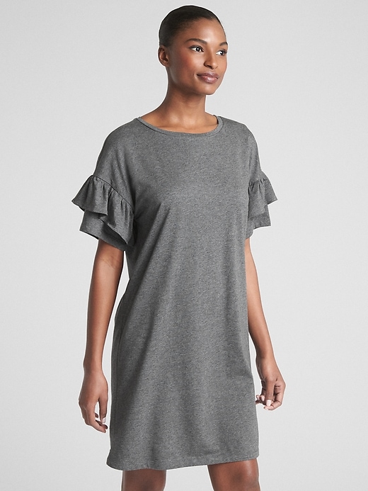 View large product image 1 of 1. Ruffle Sleeve T-Shirt Dress