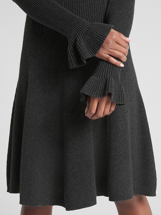 Image number 5 showing, Fit and Flare Long Sleeve Sweater Dress