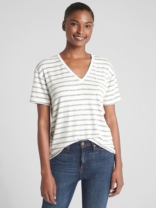 Image number 1 showing, Softspun Stripe V-Neck Pocket T-Shirt