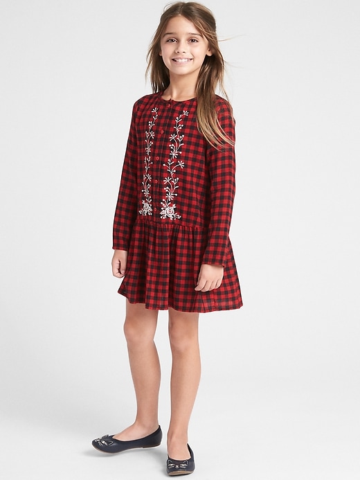 Image number 2 showing, Embroidered Plaid Dress