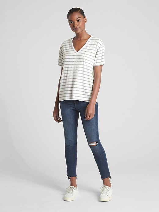 Image number 3 showing, Softspun Stripe V-Neck Pocket T-Shirt
