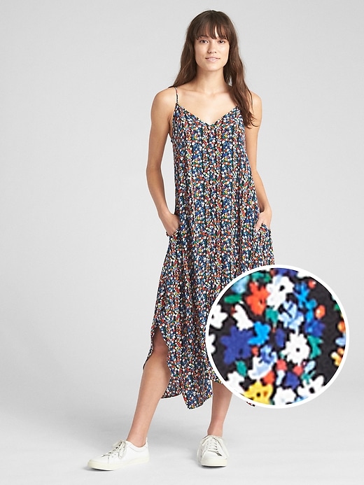 Image number 1 showing, Cami Floral Print Handkerchief Maxi Dress