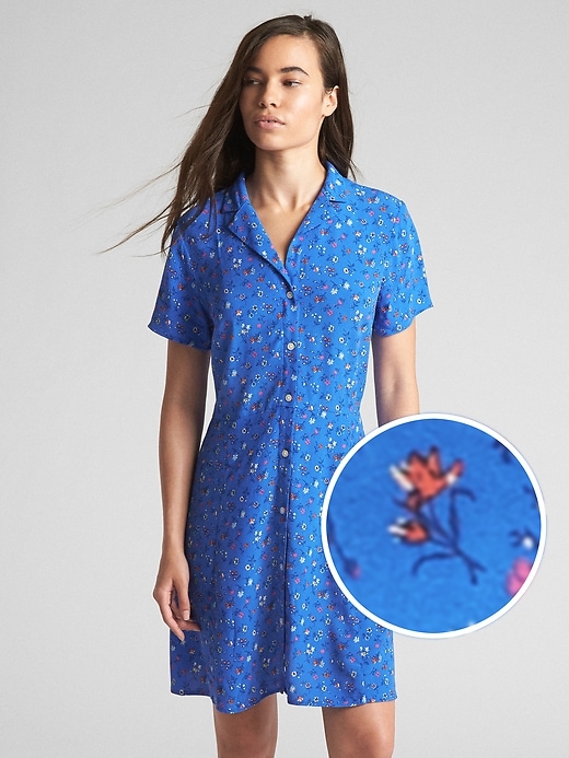 slim fit dress slacks Buy Indigo Floral Block Print Cotton Fit and Flare Button-Down Short Shirt  Dress Online at SeamsFriendly main image 1