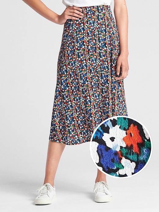 Image number 1 showing, Floral Print Midi Skirt