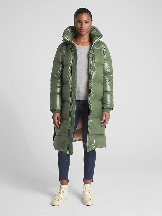 View large product image 1 of 1. Long High-Shine Down Puffer Coat