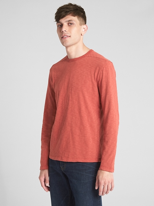 View large product image 1 of 1. Long Sleeve Pieced T-Shirt in Slub Cotton