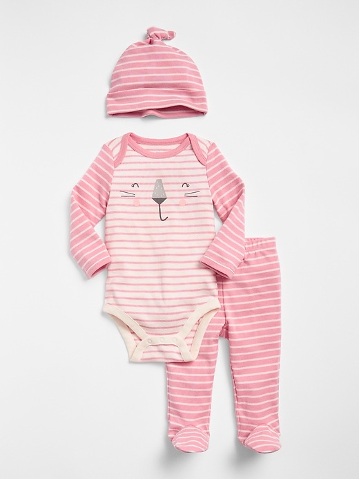 Image number 1 showing, Baby First Favorite Graphic Stripe Bodysuit Set