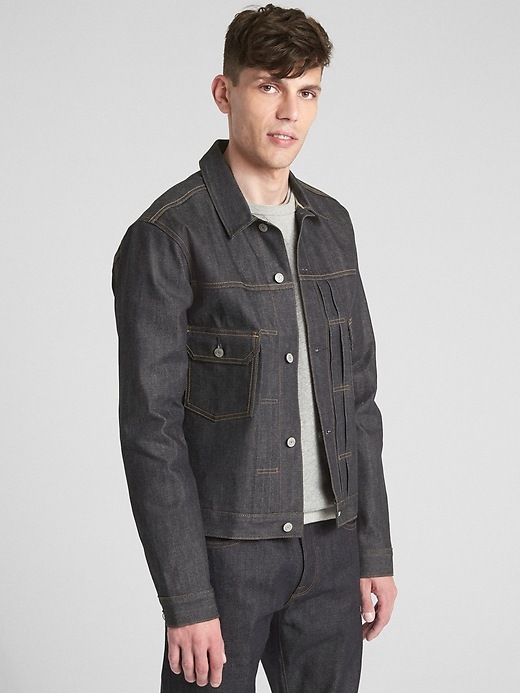 Image number 1 showing, Selvedge Denim Pleat-Detail Jacket