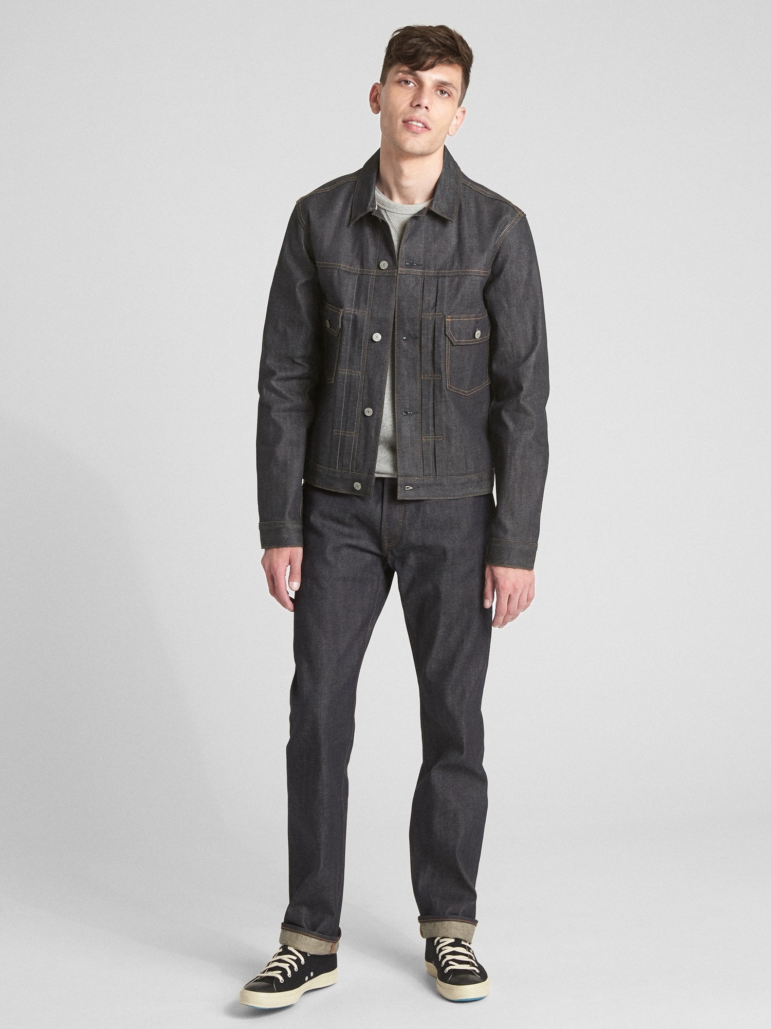 Selvedge Denim Pleat-Detail Jacket | Gap