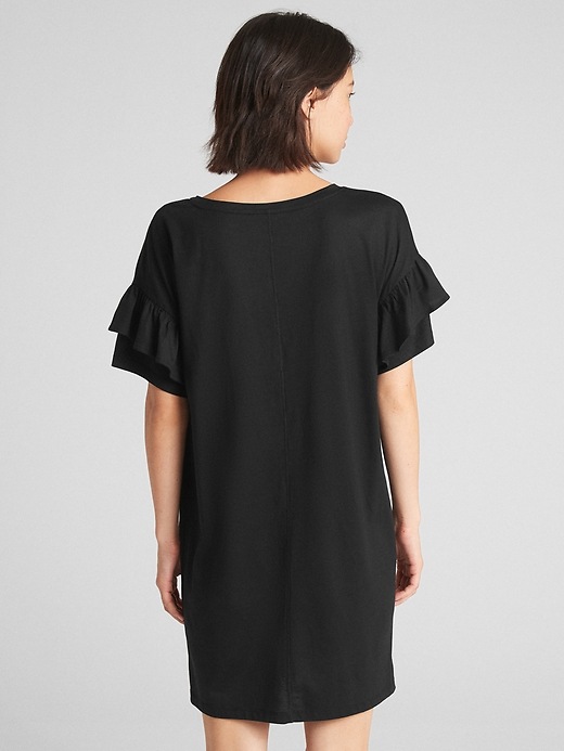 2 of 8 showing, with the color true black of product Ruffle Sleeve T-Shirt Dress