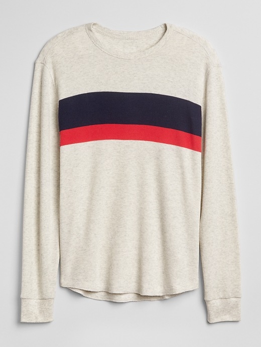 Image number 6 showing, Long Sleeve Stripe Classic T-Shirt in Waffle Knit
