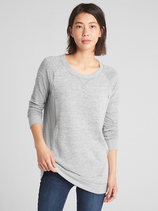 Image number 1 showing, Maternity Marled Nursing Pullover Sweatshirt