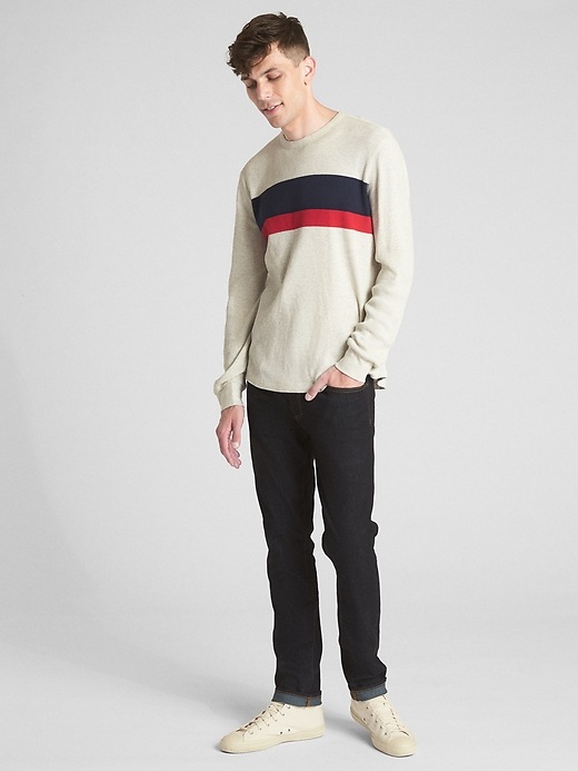 Image number 3 showing, Long Sleeve Stripe Classic T-Shirt in Waffle Knit