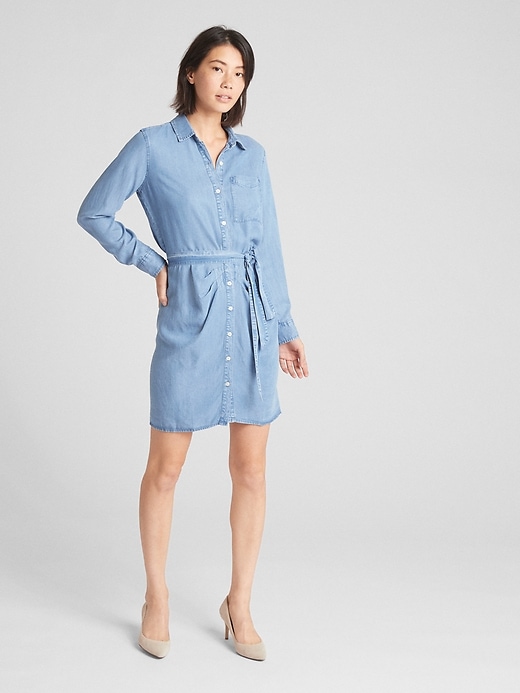 Image number 3 showing, Perfect Tie-Belt Shirtdress in TENCEL&#153