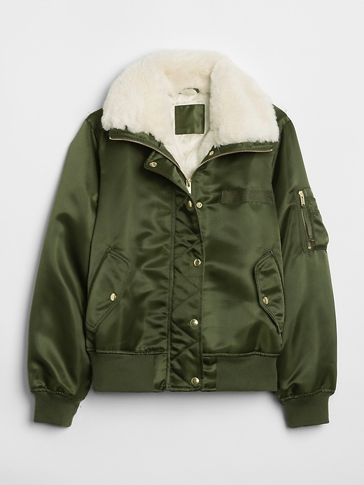 Image number 6 showing, Faux-Fur Lined Bomber Jacket