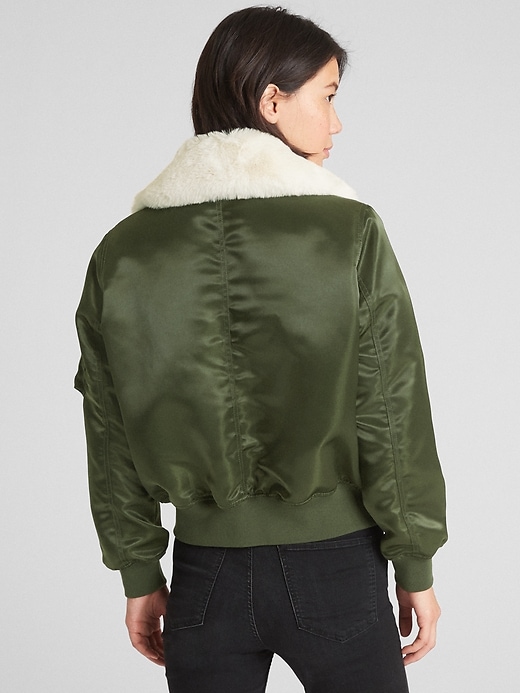 Image number 2 showing, Faux-Fur Lined Bomber Jacket