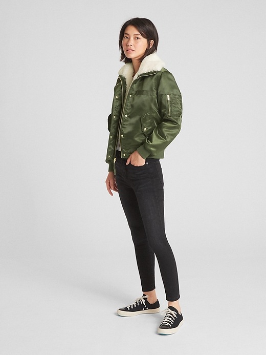 Faux-Fur Lined Bomber Jacket | Gap