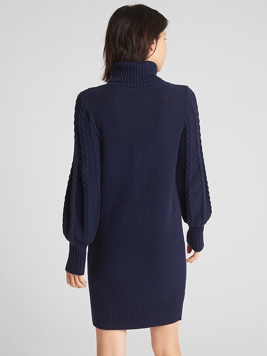 Image number 2 showing, Turtleneck Cable-Knit Sweater Dress