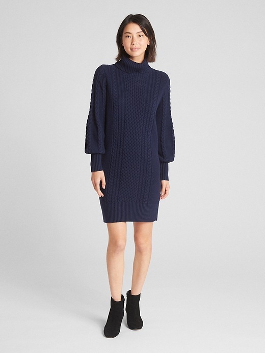 Image number 3 showing, Turtleneck Cable-Knit Sweater Dress