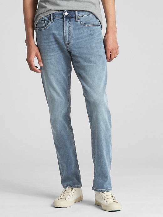 1 of 8 showing, with the color medium indigo of product Wearlight Slim Jeans with GapFlex