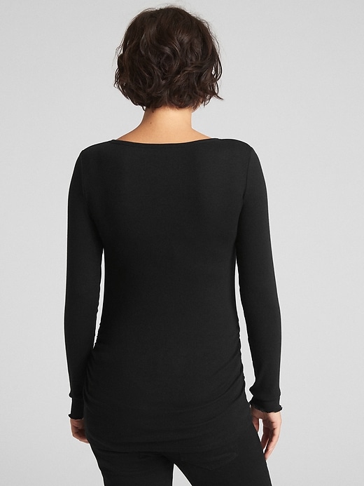 Image number 2 showing, Maternity Ribbed Long Sleeve Scoopneck T-Shirt