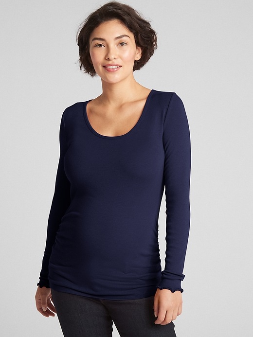 Image number 5 showing, Maternity Ribbed Long Sleeve Scoopneck T-Shirt