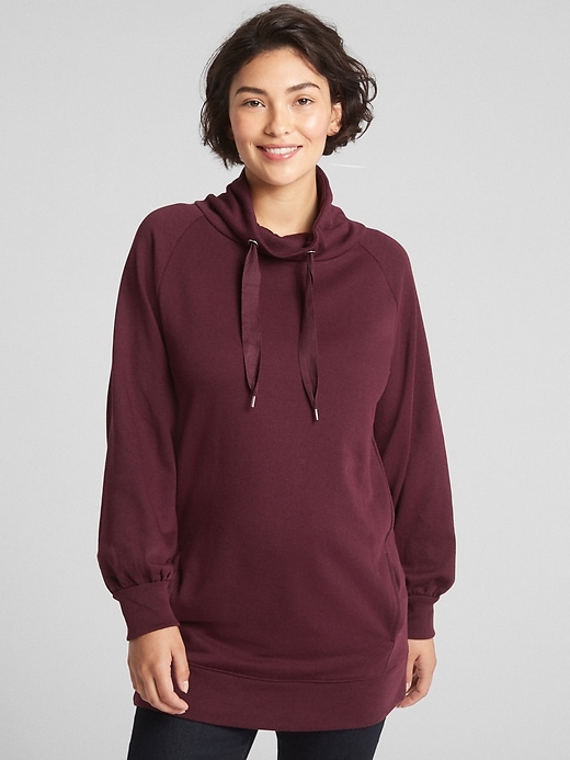 Image number 1 showing, Maternity Funnel-Neck Pullover Tunic Sweatshirt