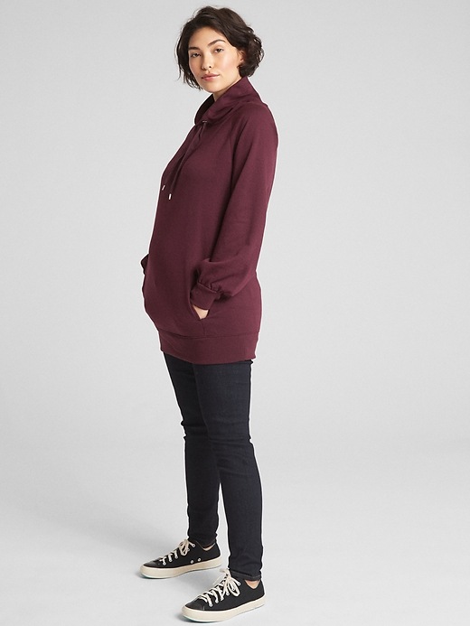 Image number 3 showing, Maternity Funnel-Neck Pullover Tunic Sweatshirt
