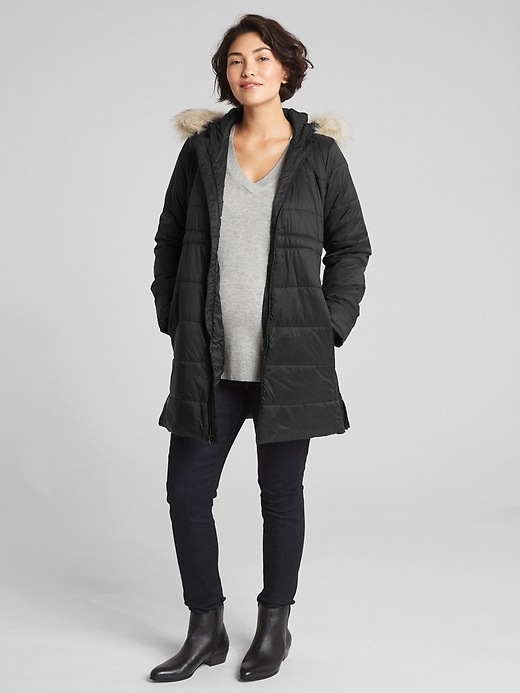 Image number 3 showing, Maternity Longline Hooded Puffer Jacket