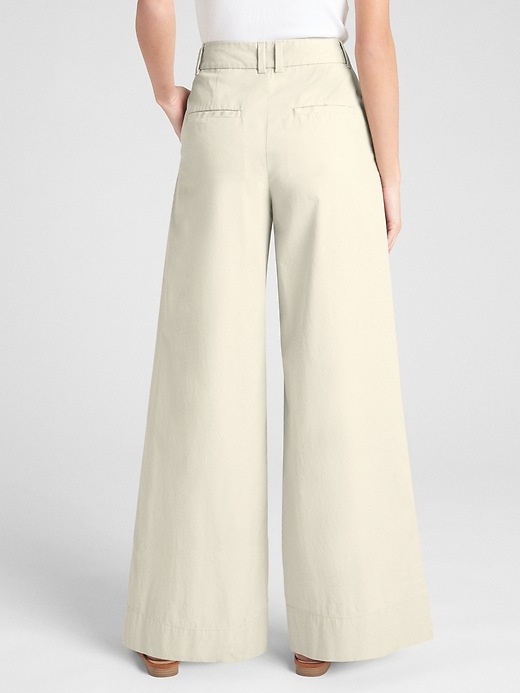Image number 2 showing, High Rise Pleated Wide-Leg Chinos