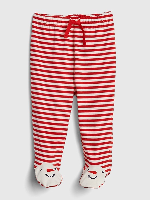 Image number 1 showing, Baby Organic Cotton Snowman Footed Pull-On Pants