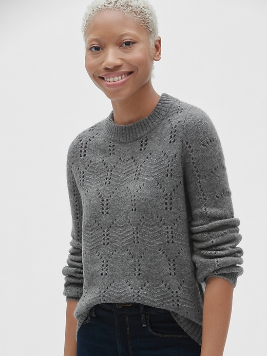 Image number 8 showing, Pointelle Crewneck Pullover Sweater