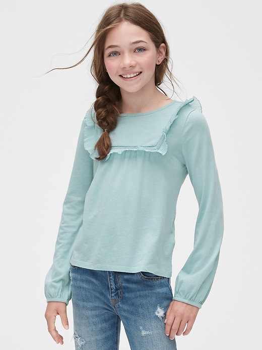 2 of 8 showing, with the color island blue of product Kids Long Sleeve T-Shirt
