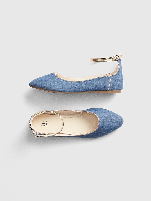 View large product image 1 of 1. Kids Chambray Ballet Flats