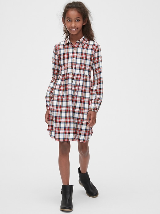 2 of 8 showing, with the color holiday multi plaid of product Plaid Long Sleeve Dress