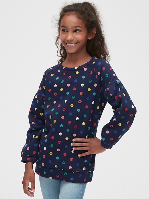2 of 8 showing, with the color dark night of product Kids Puff-Sleeve Pullover Sweatshirt