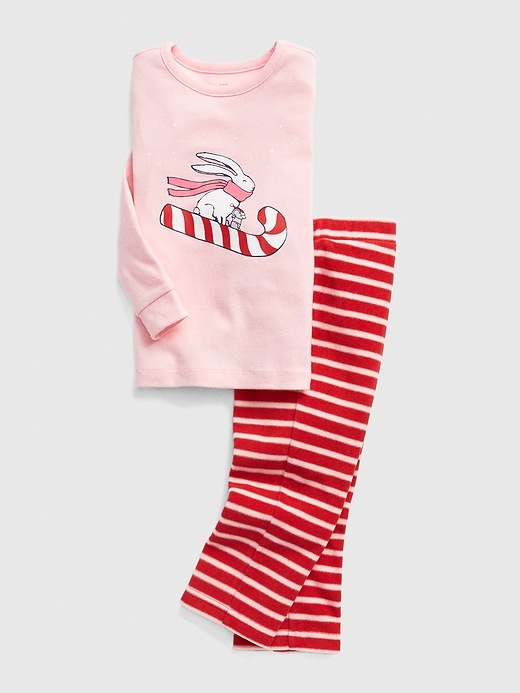 1 of 8 showing, with the color new powder of product Bunny Stripe PJ Set