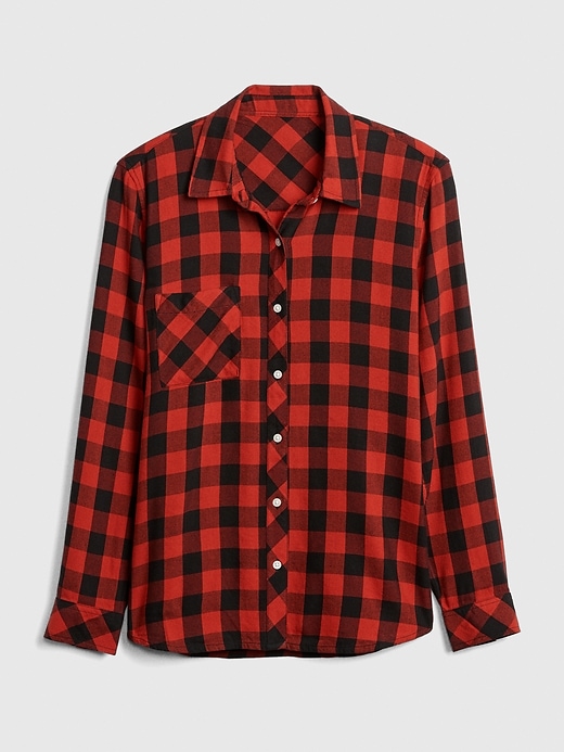 Image number 2 showing, Drapey Plaid Flannel Pocket Shirt