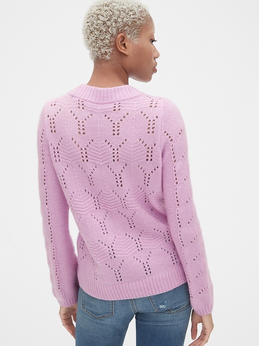 Image number 2 showing, Pointelle Crewneck Pullover Sweater