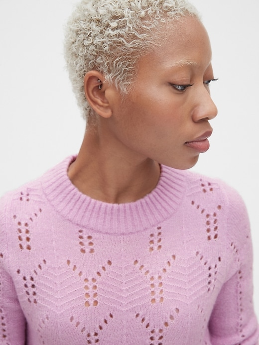 Image number 5 showing, Pointelle Crewneck Pullover Sweater