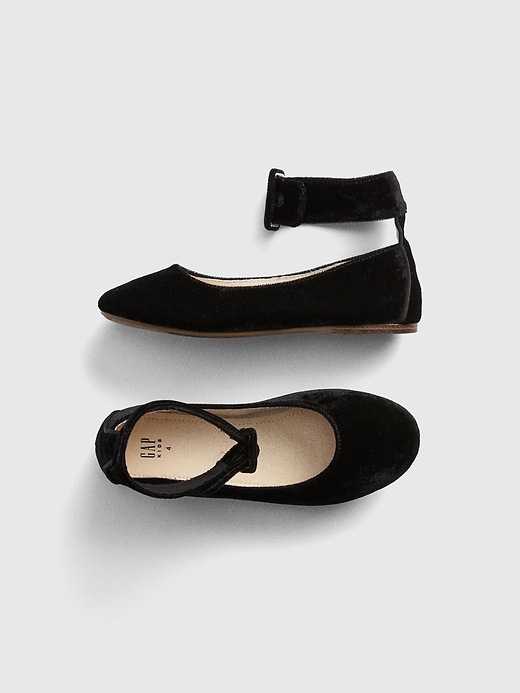 View large product image 1 of 1. Velvet Ankle-Strap Flats