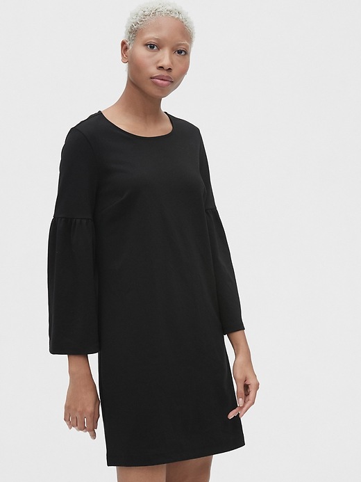 Image number 1 showing, Bell Sleeve Shift Dress in Ponte